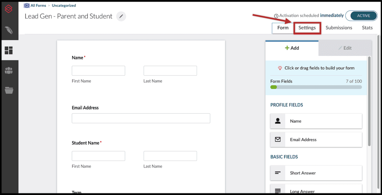 lead gen form with arrow showing where settings are.png