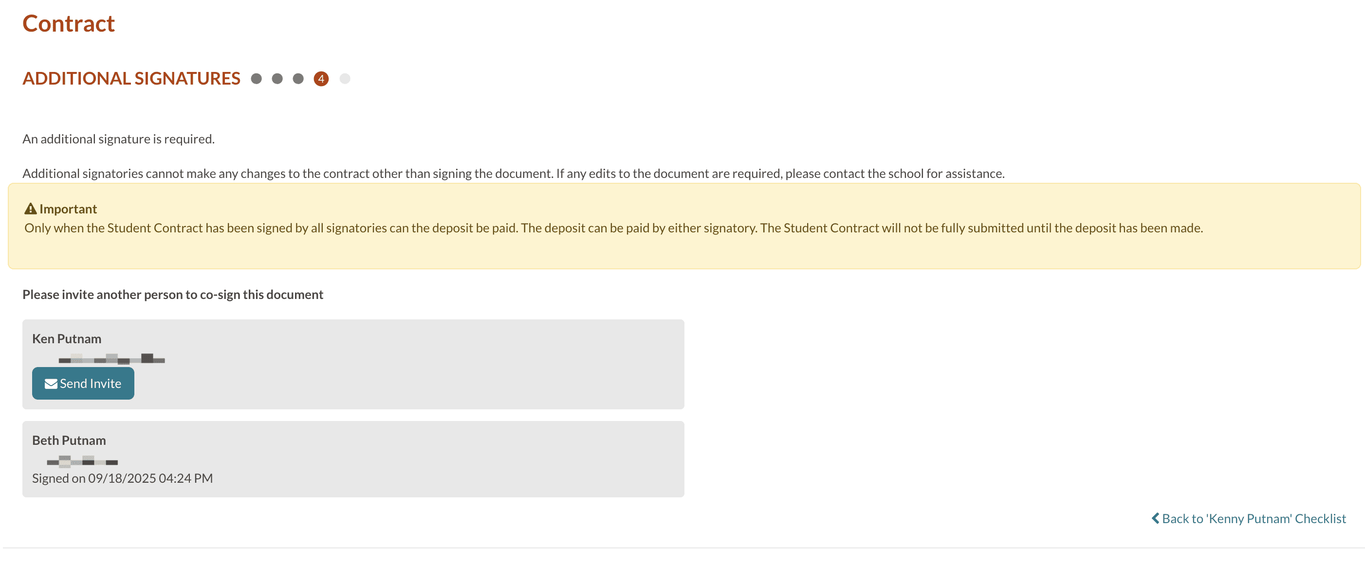 Additional Signatures Screen for Parent 1 to invite Parent 2 to sign contract.png