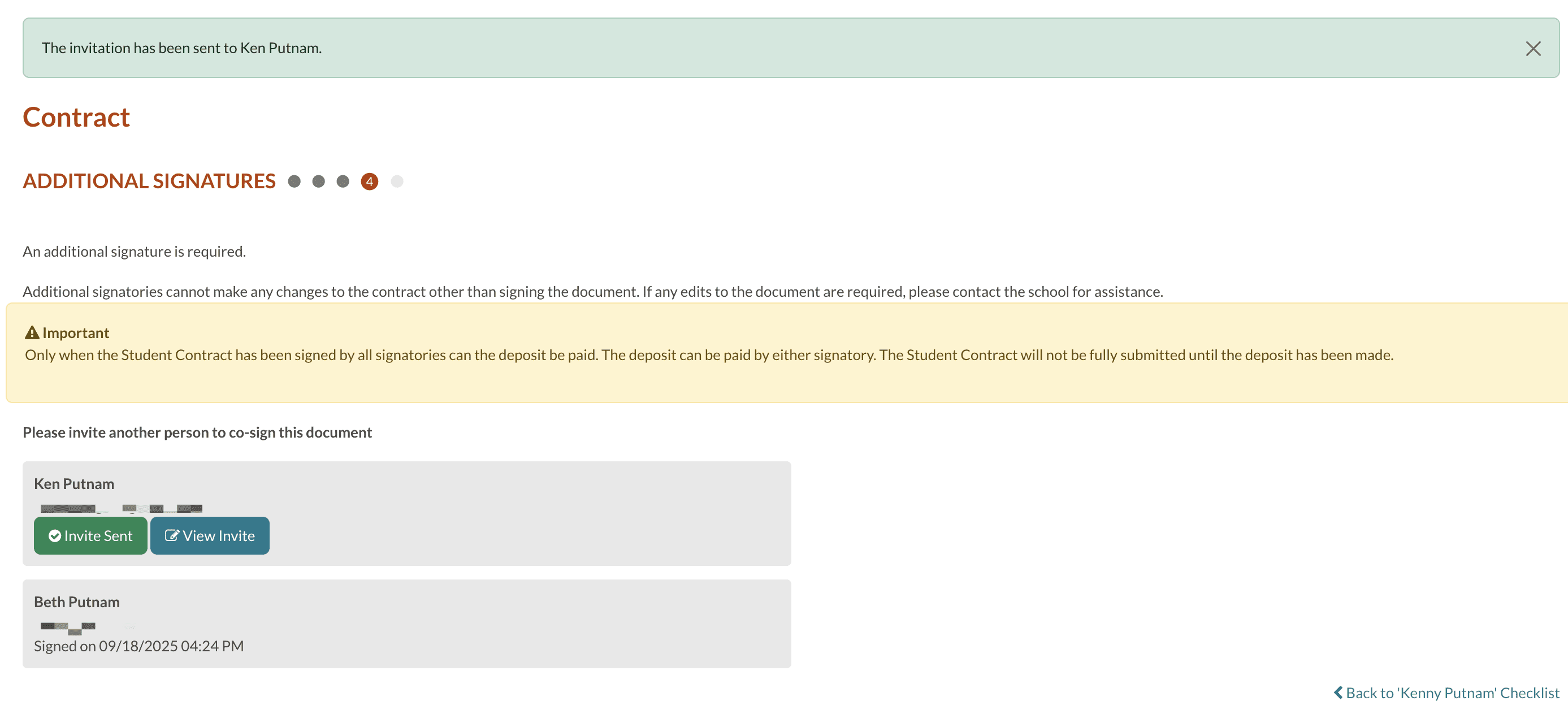 Confirmation screen after parent 1 sends invite to parent 2.png
