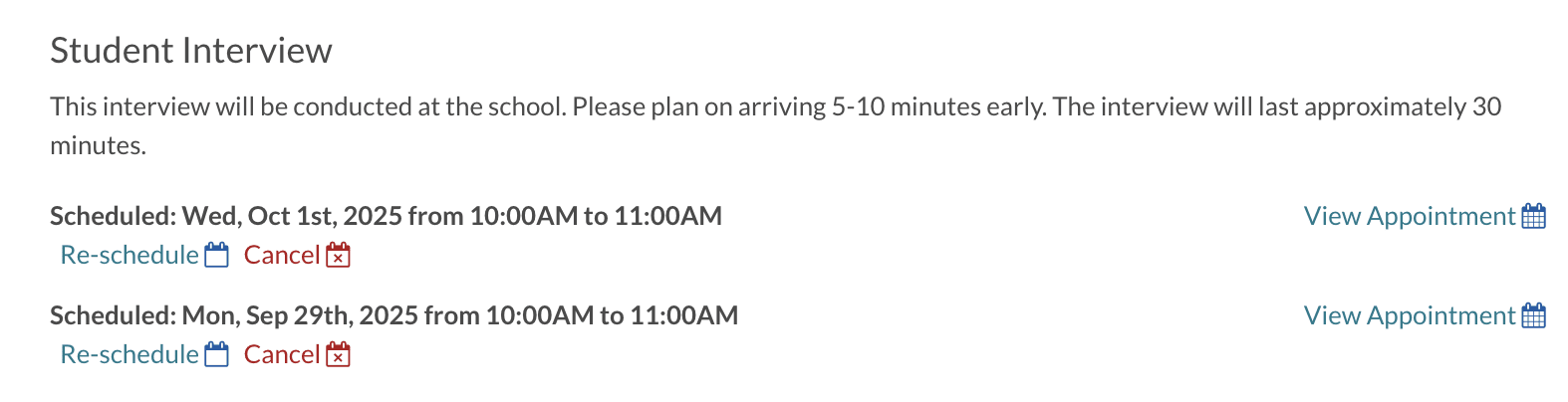 Duplicate Appointment on parent-facing checklist.png