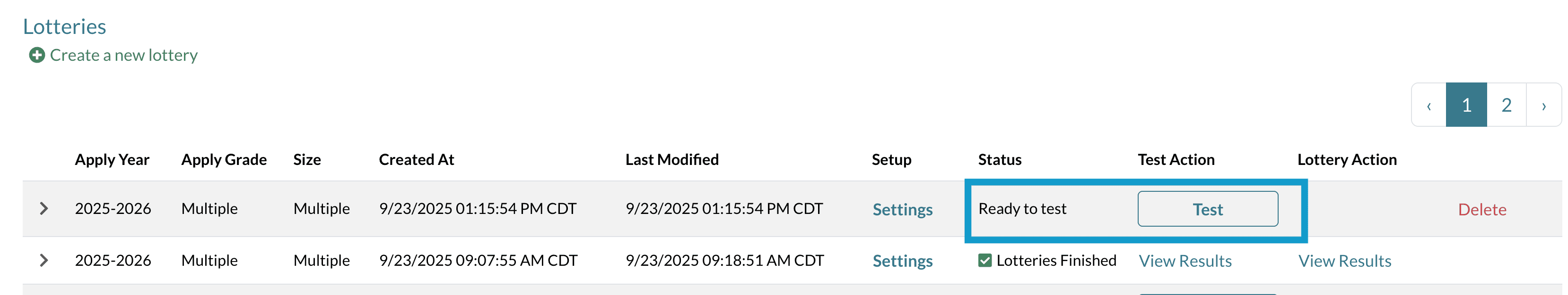 Test button on Lottery page.png