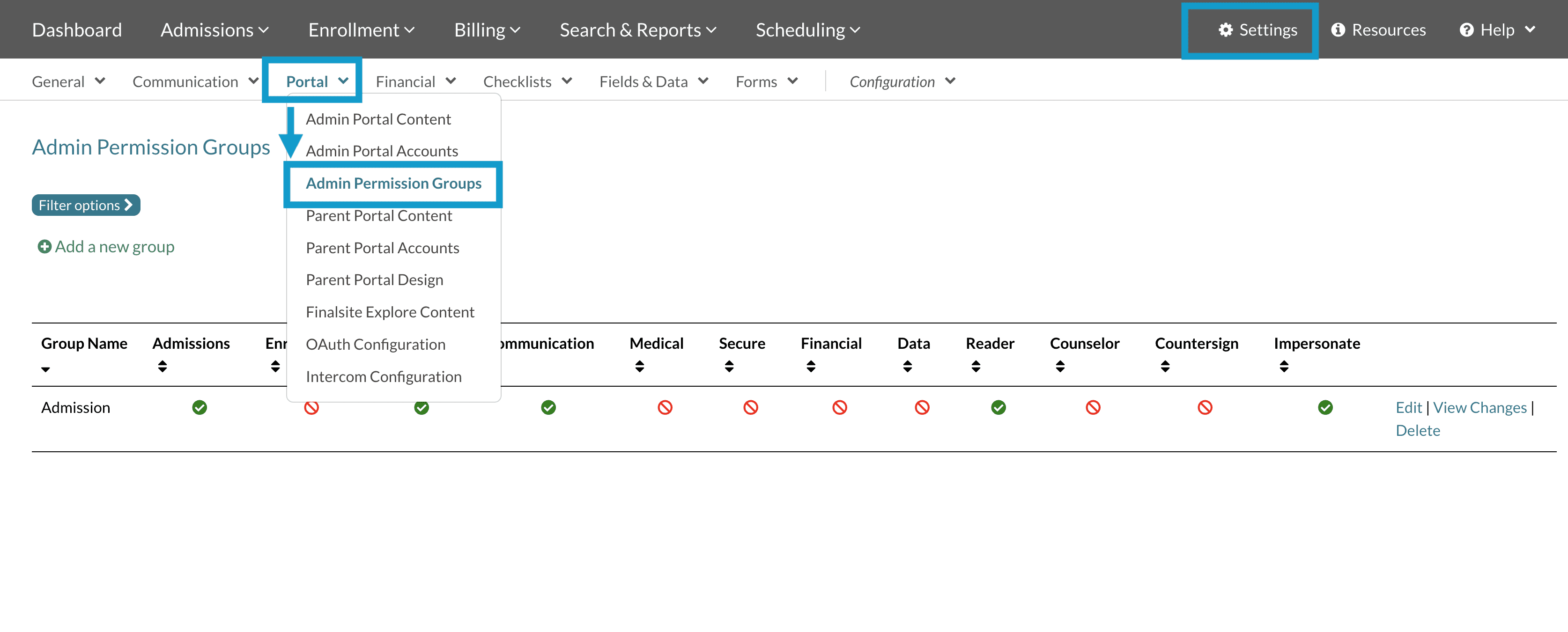 Navigation to Admin Permission Groups page.png