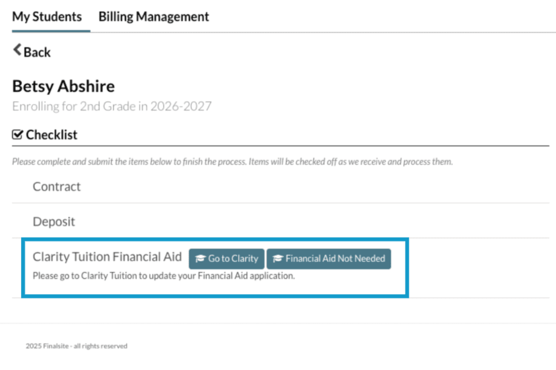 Clarity Checklist Item with Go to Clarity button.png
