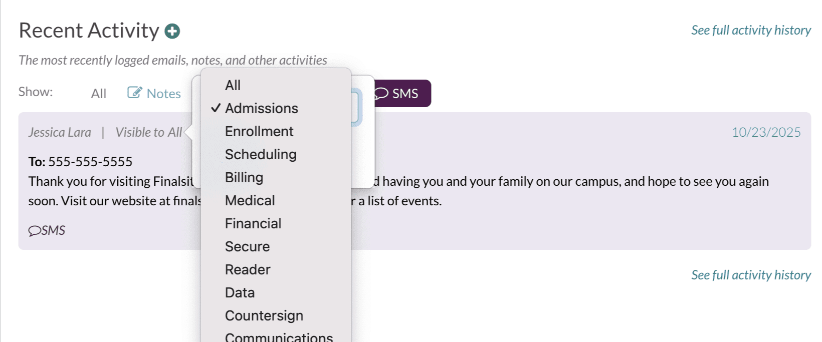 Updating the visibility permissions on a text message.png