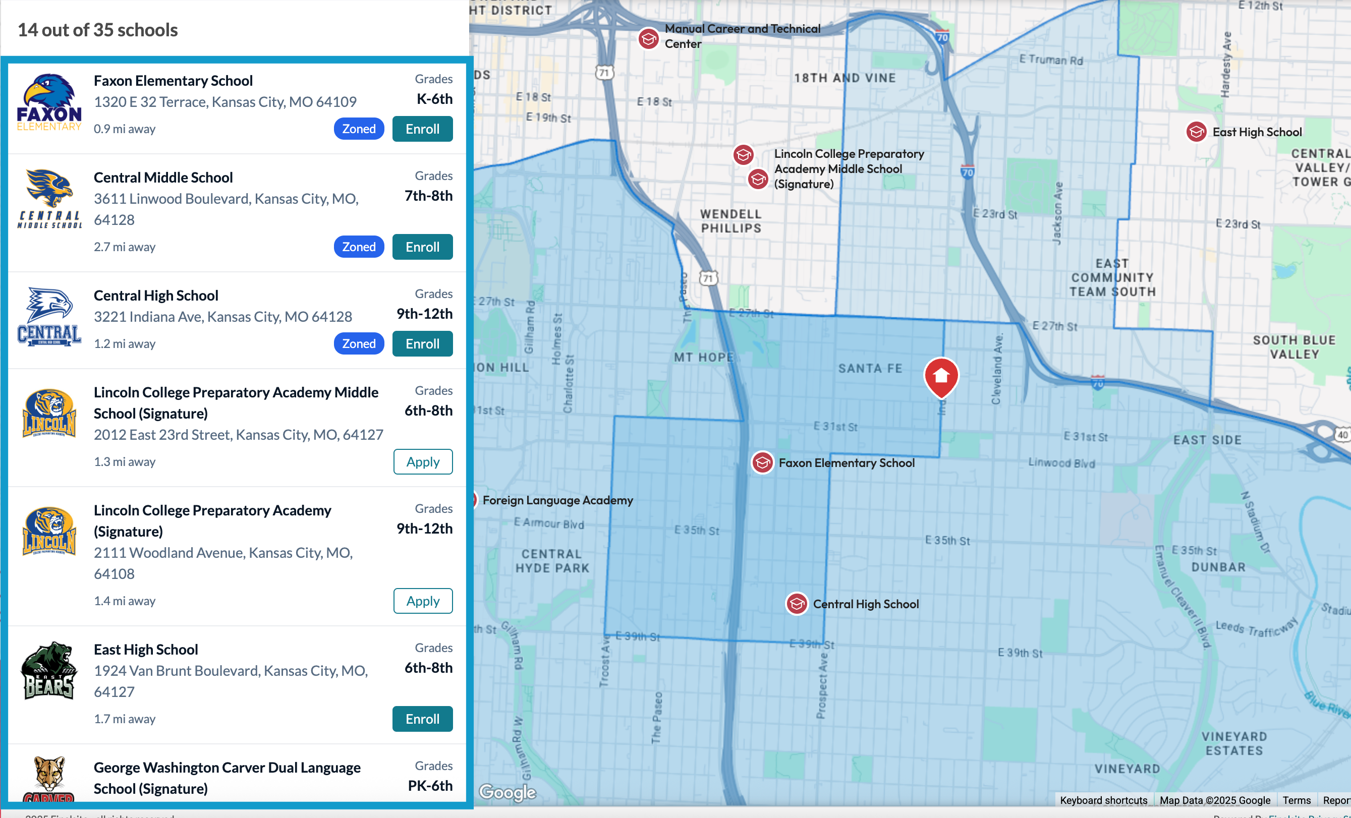 List of schools by proximity to entered address.png