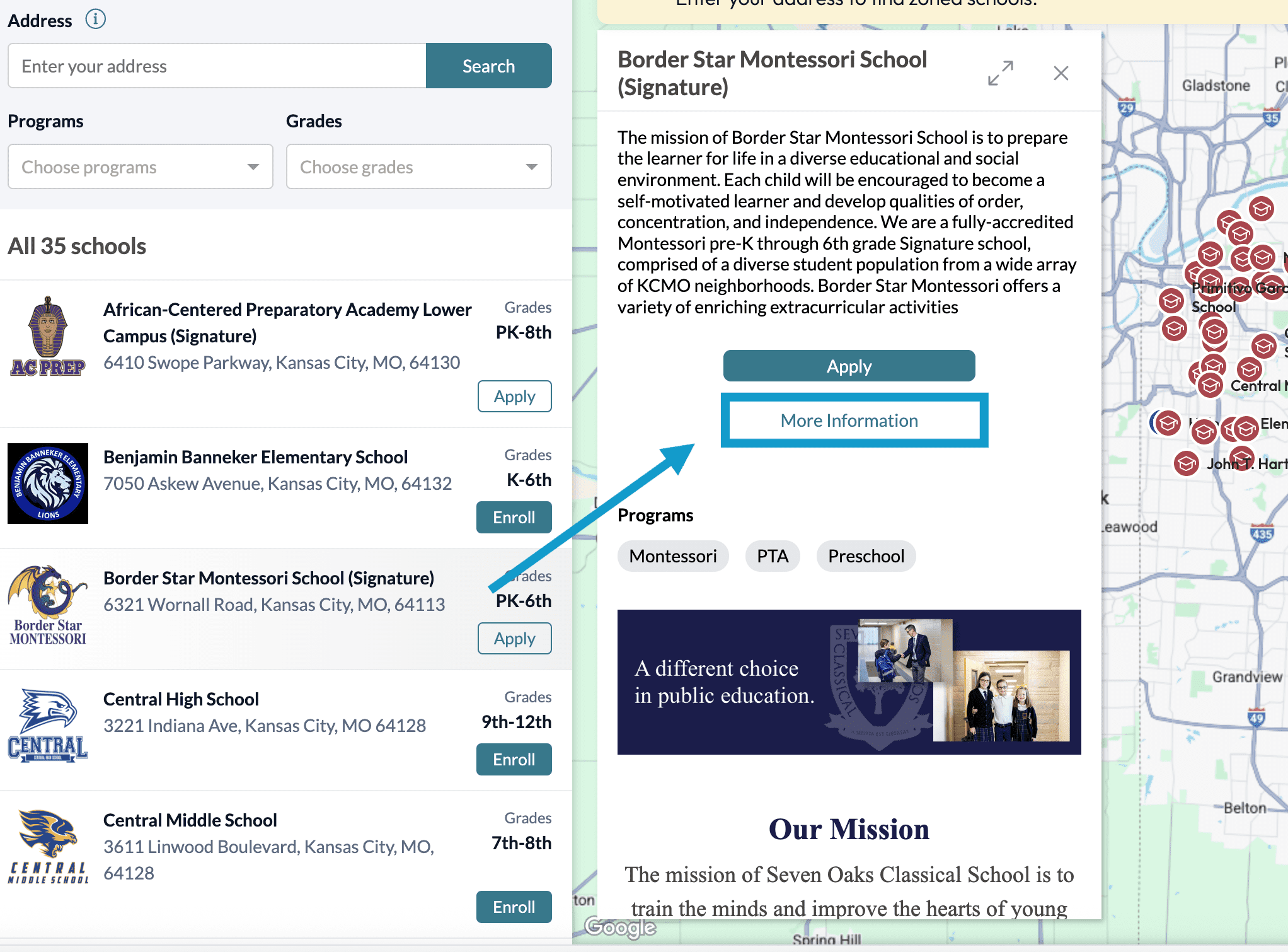 More Information link on school profile panel.png