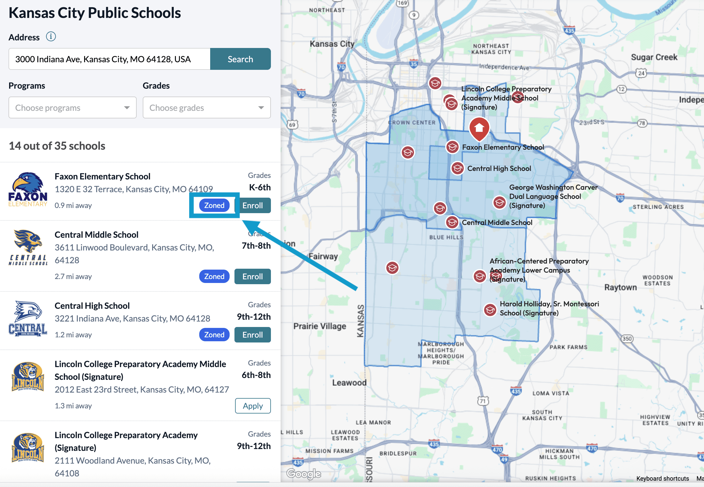 Zoned label next to a school on Explore.png