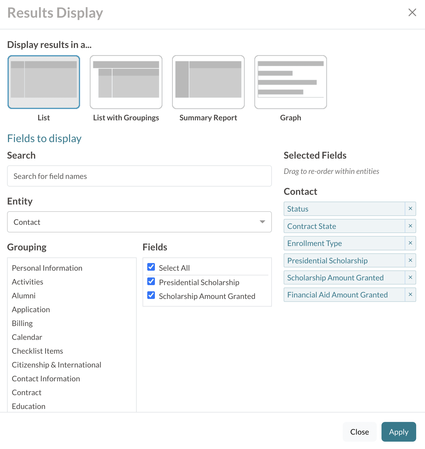 Select fields from the Results Display window.png