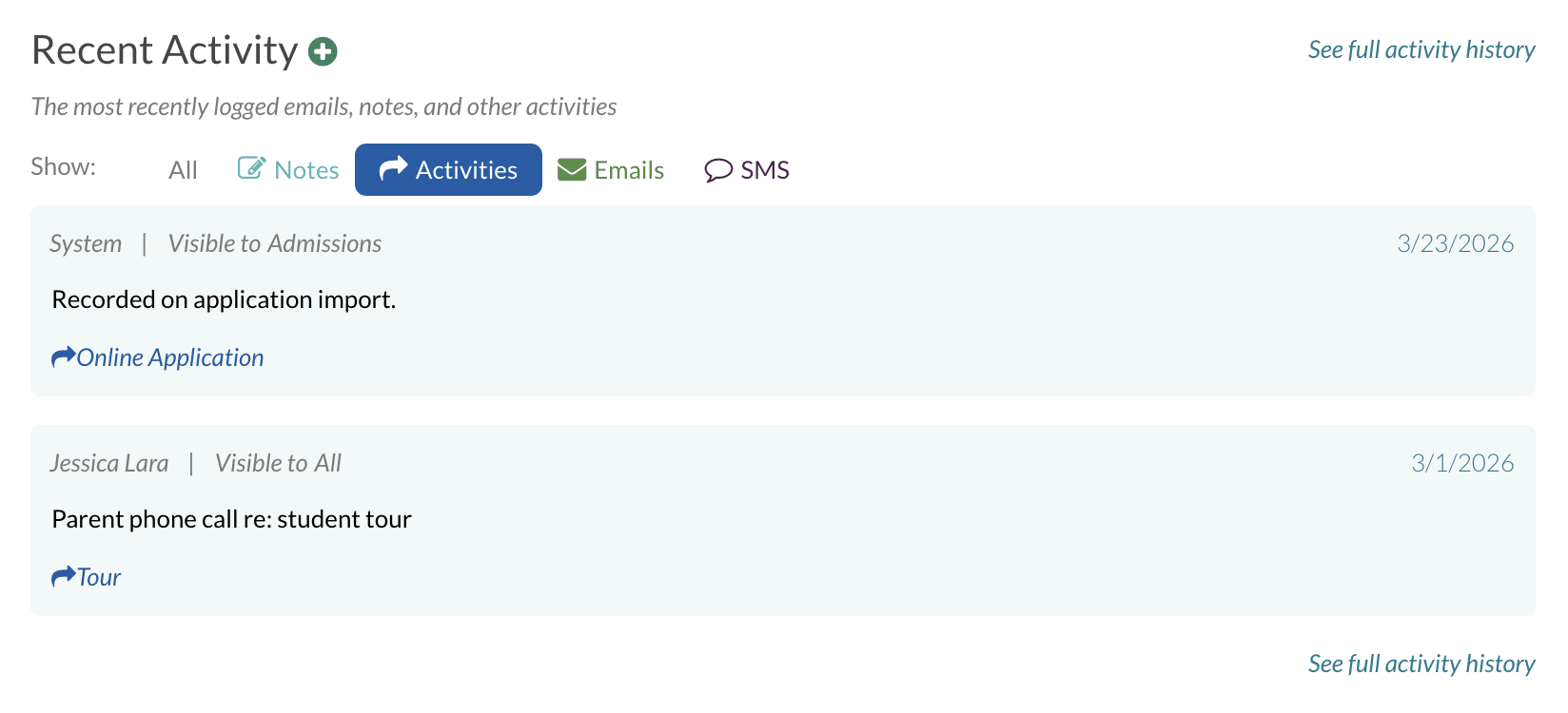 Recent Activities on student record.png