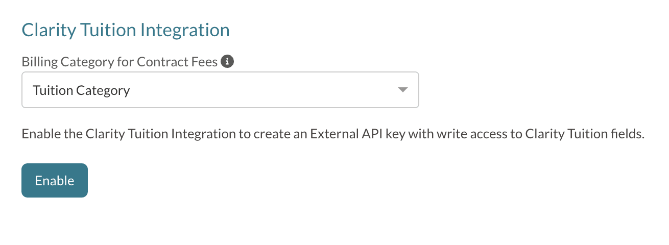 Select billing category and enable integration.png