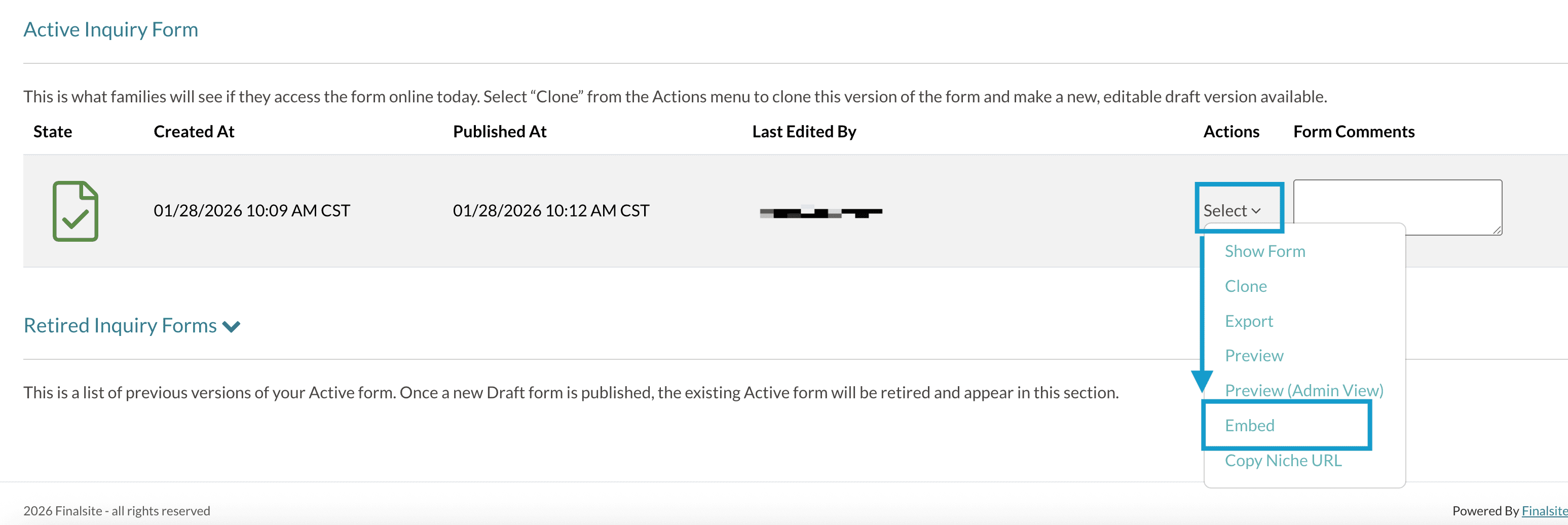Open the Select menu and click Embed.png