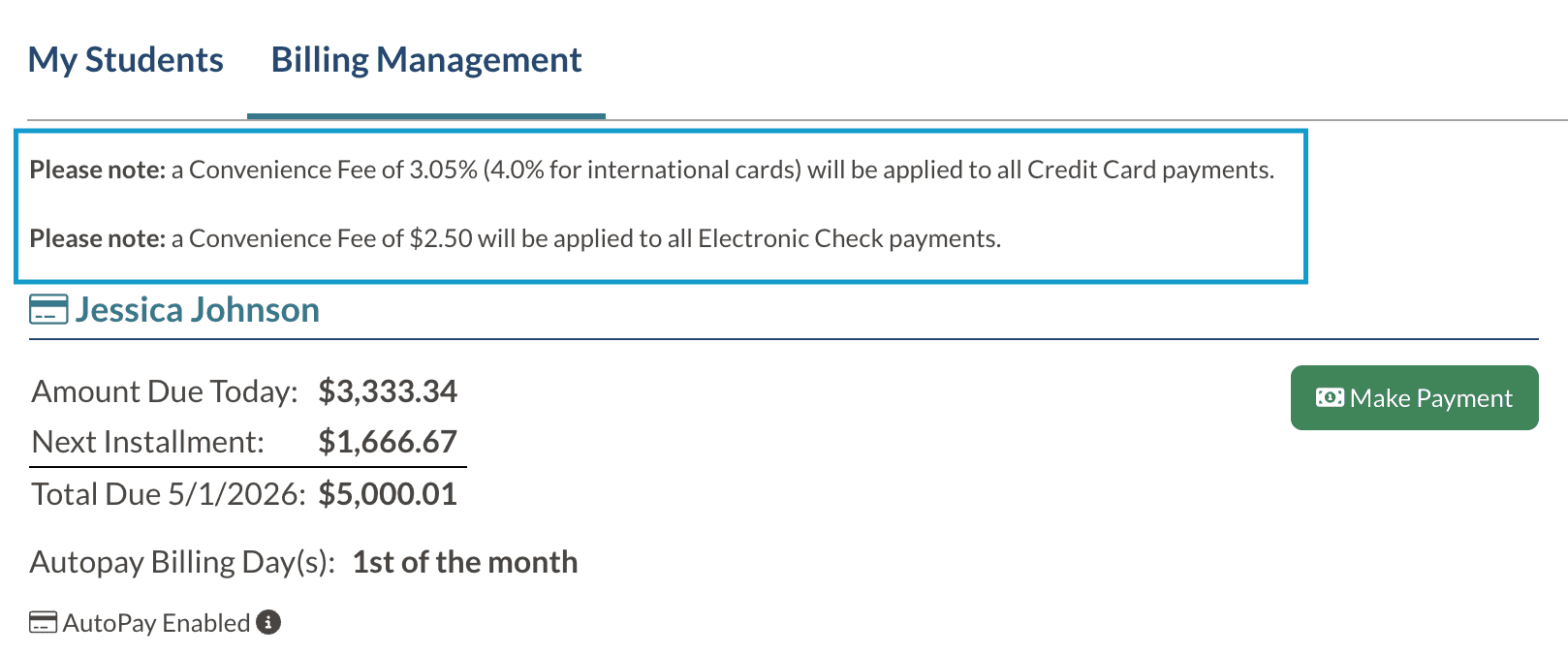 Convenience Fee messages on Billing Management tab.png