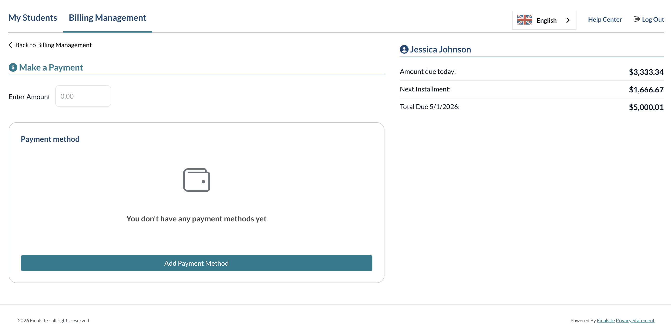 Make a Payment screen with Add Payment Method button.png