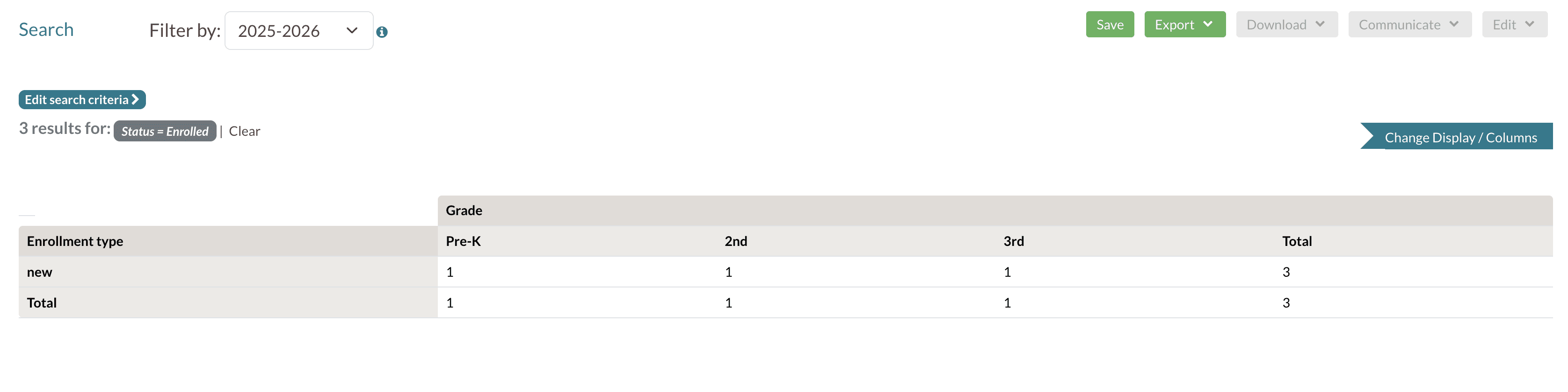 Recipe 1 — Enrollment Snapshot by Grade (New & Returning).png