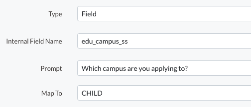 Example of a Field being set up on an Online Form.