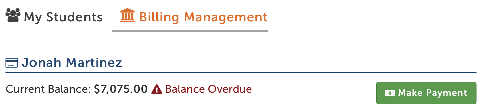 image of the parent billing portal