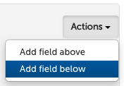 Actions menu on form editor.
